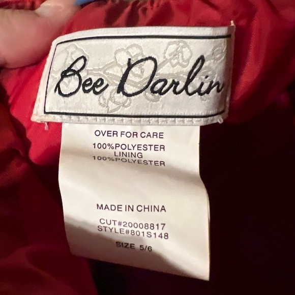 A-Line Halter Red Satin Rhinestone Waist Prom Dress - Picture 3 of 5